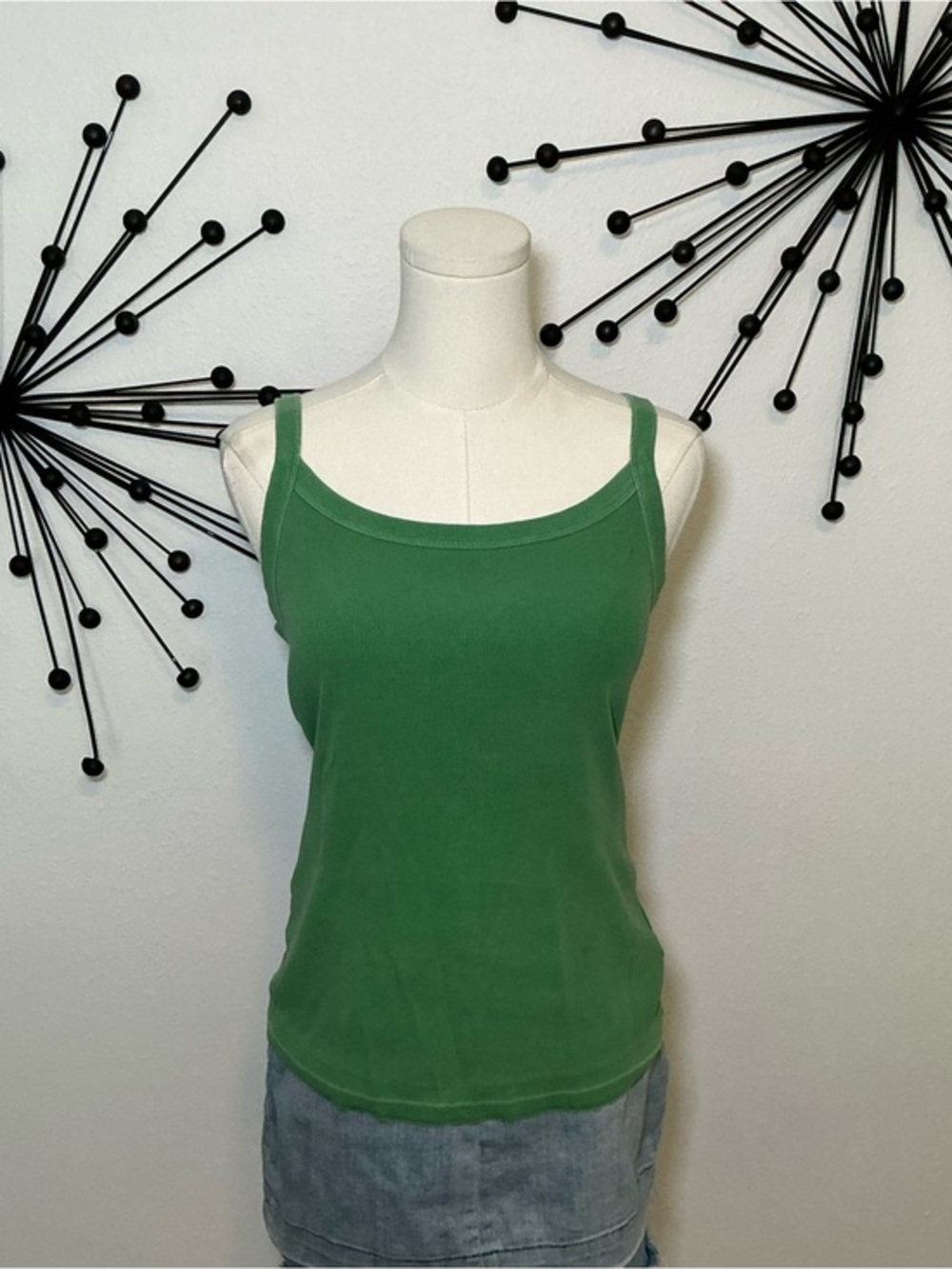 Old Navy Green Ribbed Tank Top Cami Stretch Basic Size Medium